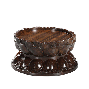 黑檀木整木莲花底座 加高稳固强承重 佛像观音香炉家用百搭供奉台