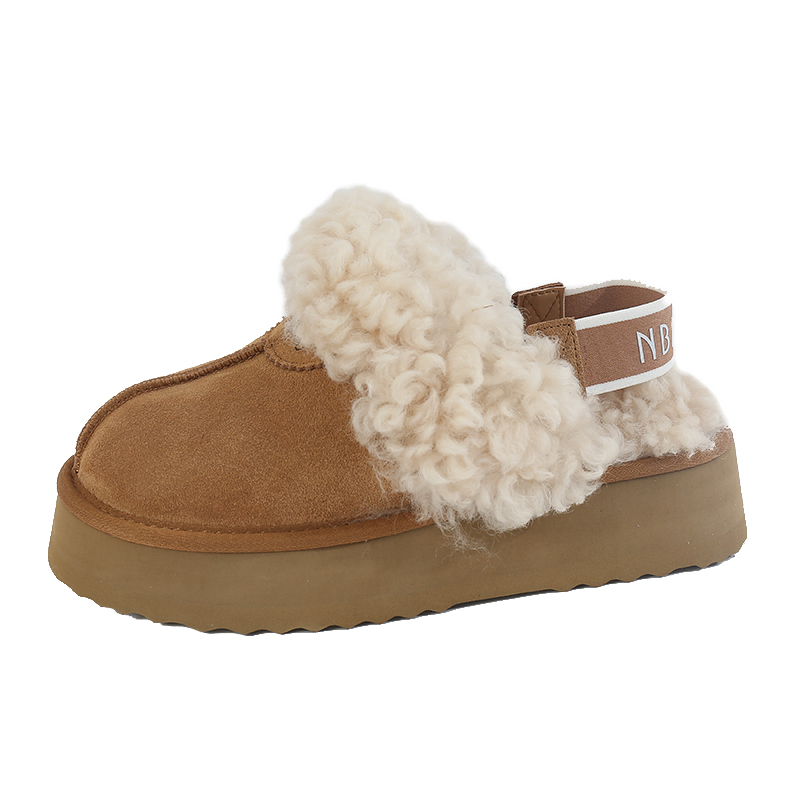 羊皮毛一体拖鞋女2023新款厚底纯羊毛雪地靴包头半拖加绒外穿拖鞋