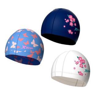 特步泳帽女款不勒头成人pu加大护耳专业舒适长发防水游泳帽子男士