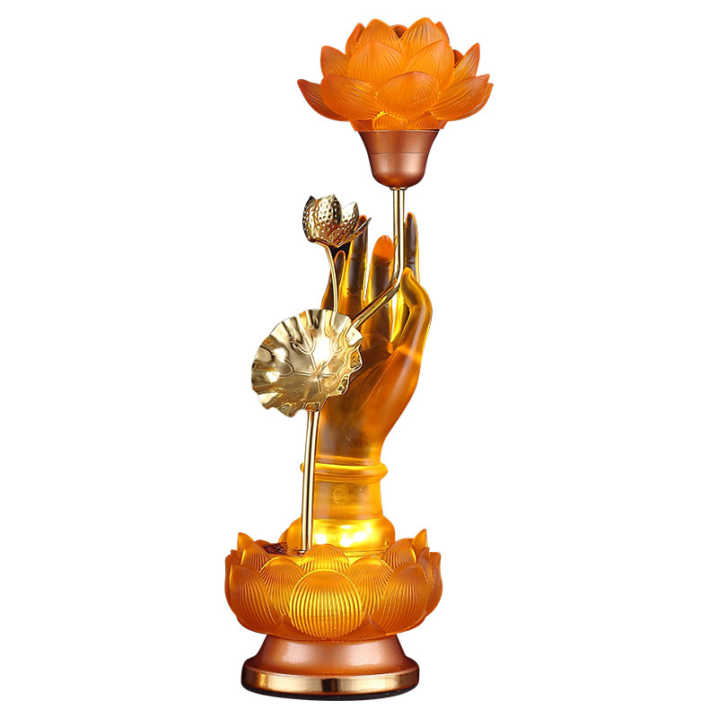 LED佛手灯长明灯琉璃莲花灯插电节能神社灯家用供佛前观音佛供灯