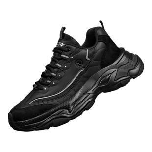 马克华菲运动鞋男2026春季新款皮面老爹鞋男款增高休闲鞋男士潮鞋