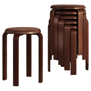 安居客实木圆凳子家用木板凳餐凳矮凳小凳子客厅餐桌凳可叠放板凳