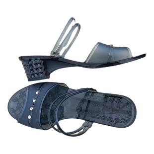 2022新款凉拖鞋女凉鞋两用中跟水晶果冻鞋学生软底PVC水钻上班鞋