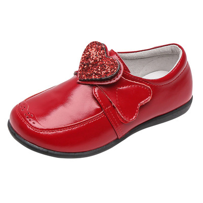 红色真皮春秋小女孩防滑儿童鞋