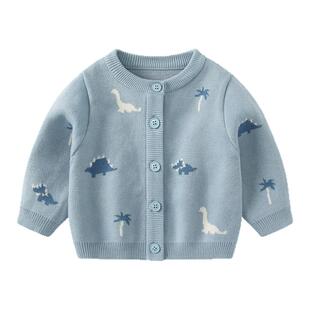 男宝宝开衫外套2026新款婴儿薄款毛衣针织衫男童春秋洋气百搭上衣