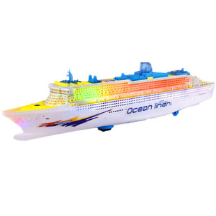 儿童男孩玩具船电动万向灯光音乐豪华游轮模型消防船仿真轮船快艇