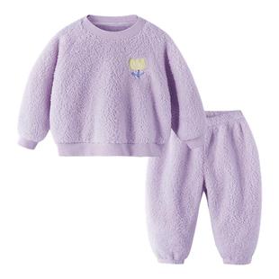 儿童睡衣新款冬季宝宝家居服秋冬男童套装珊瑚绒衣服女童童装冬装