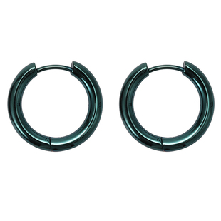 GRGR Glossy Earrings  黑色耳圈男嘻哈百搭光面绿色中号素耳环女