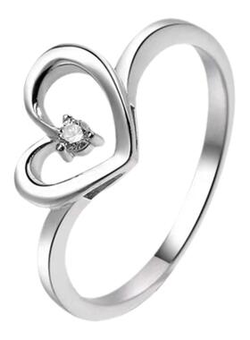 进口D色莫桑石爱心镂空戒指