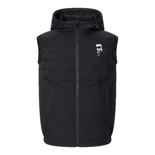 KARL LAGERFELD【90%鸭绒】卡通刺绣连帽羽绒马甲冬季老佛爷男装