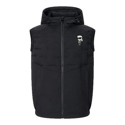 KARL LAGERFELD【90%鸭绒】卡通刺绣连帽羽绒马甲冬季老佛爷男装