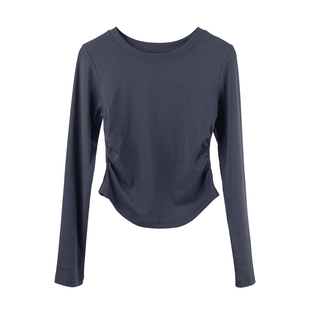 纯棉圆领短款打底衫女内搭2025新款春秋冬季加绒修身长袖t恤上衣