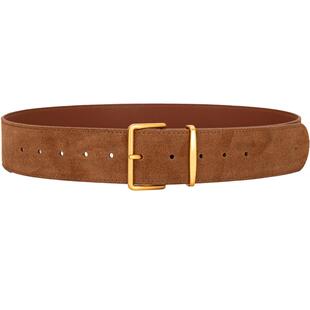 新款真皮腰带女宽4厘米大衣腰封配裙子牛皮皮带配饰高级感麂皮绒