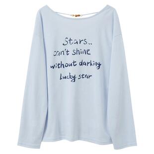 【莱赛尔】三彩2026春季新款慵懒休闲宽松字母T恤套头衫长袖M