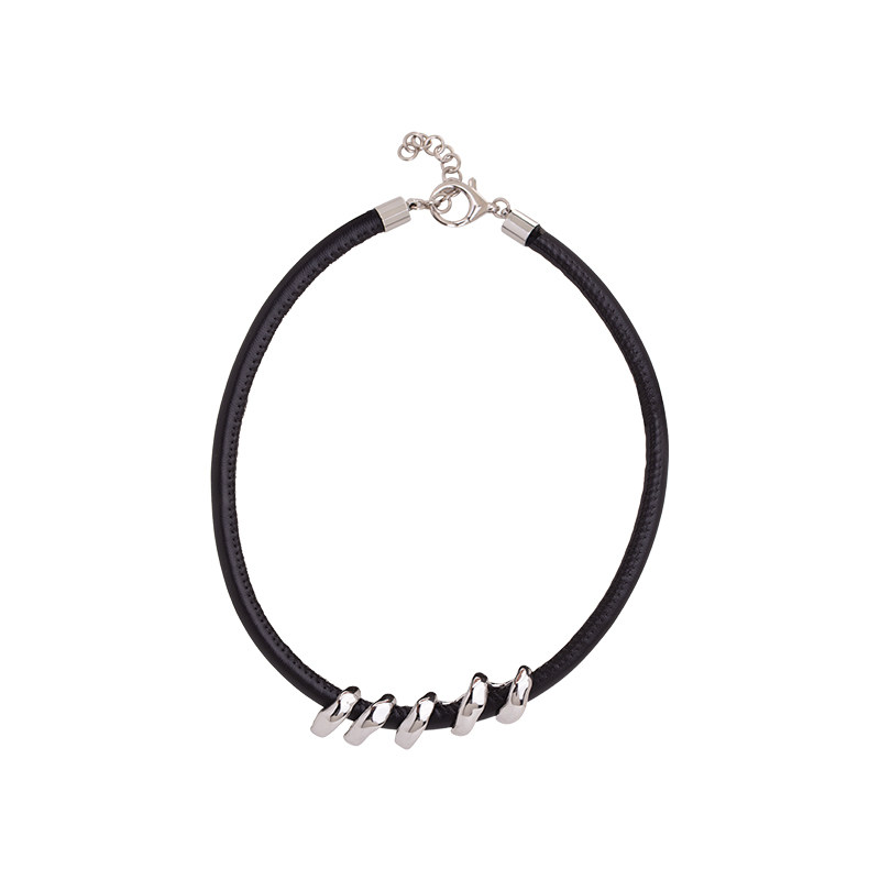 皮质男女可拆卸潮酷项链choker