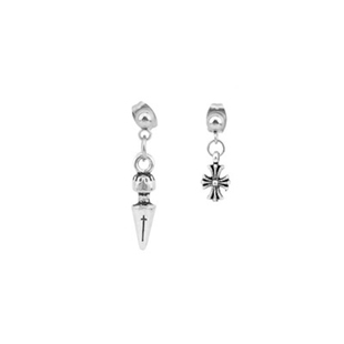 王一博同款小耳钉原宿尖锥复古耳环潮人个性十字架无洞耳夹不对称