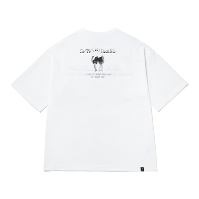 SUPERTOFU概念图案 Drinking Soul 250g新疆长绒棉短袖T恤 SS25