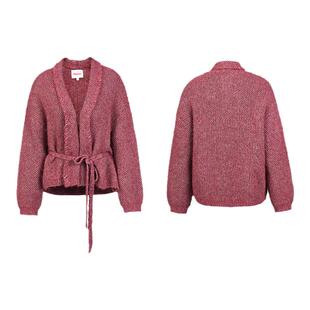palavas李梦同款漫野红莓系带开衫针织时尚宽松型羊毛毛衣女原创