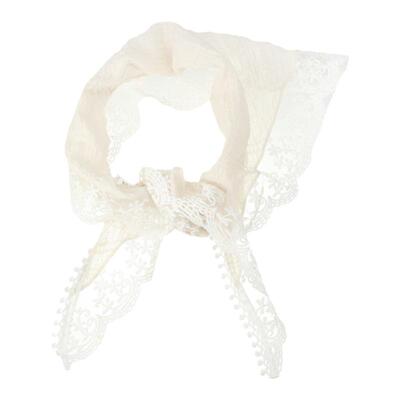 peachtea白色蕾丝三角头巾