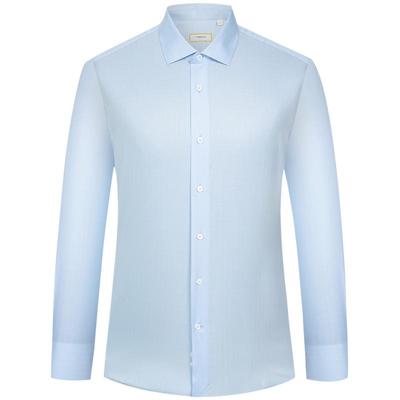 东博利尼长袖清爽蓝色纯棉衬衫