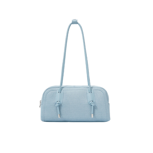 ANGELSKY腋下包波士顿蓝色包包女新款法棍包粉色单肩小众原创设计