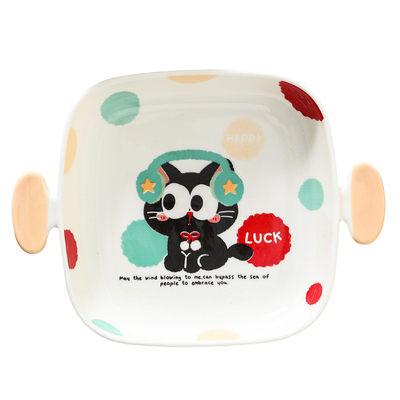 釉下彩陶瓷碗菜盘子家用餐具可爱卡通个人专用饭碗2025新款高颜值