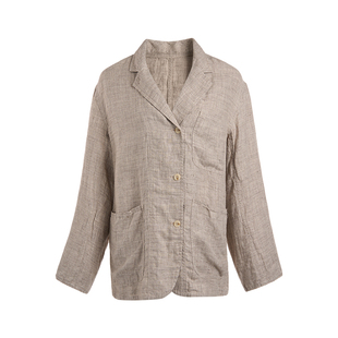 TOFOD 麻里 丹麦进口原色软亚麻 老钱风亚麻西装松弛感休闲开衫