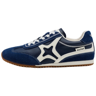 HERLOOK星星阿甘德训鞋女复古内增高厚底真皮红色运动休闲板鞋