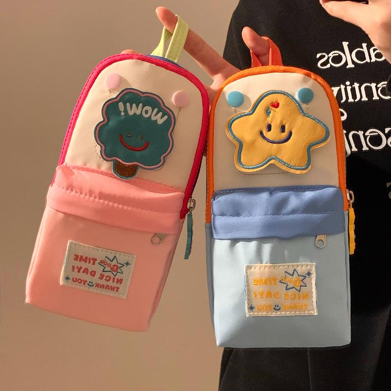 高颜值撞色星星贴片笔袋女生学生高颜值文具铅笔盒大容量2025新款