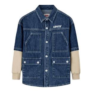 Levi's李维斯童装儿童秋装2026新款男童牛仔衬衫男孩拼色休闲外套