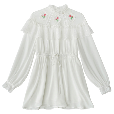 脸儿艺维多利亚法式刺绣连衣裙