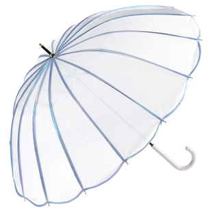 wpc透明雨伞加大加厚加固高颜值拍照果冻伞女生大号长柄雨伞手动