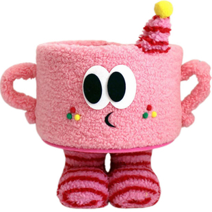 小怪兽零食抱抱桶可爱棉绳收纳筐儿童卡通羊羔绒多巴胺棉绳编织篮