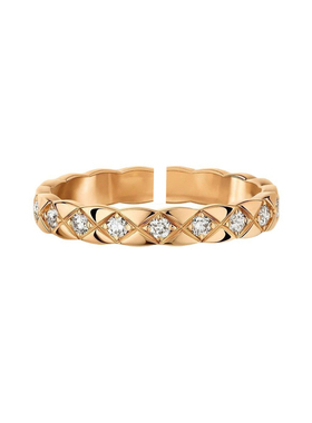 镶钻玫瑰金银色菱形戒指女