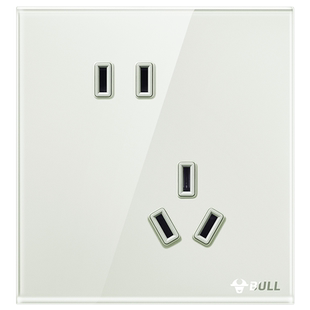 公牛G51高晶玻璃开关五孔插座16a大师面板家用奶油风墙壁51豆蔻青