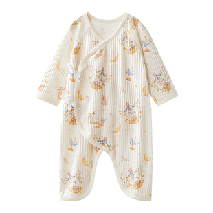 十月结晶粒粒阳光婴儿衣服纯棉长袖蝴蝶衣春夏透气初生宝宝连体衣