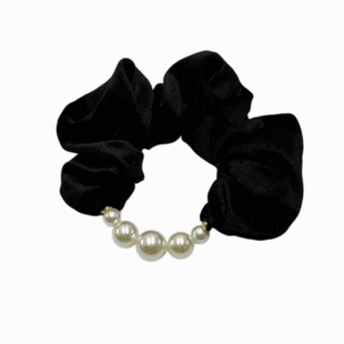 韩系珠珠缎面大肠发圈女2024新款低丸子头发绳扎马尾气质头绳头饰