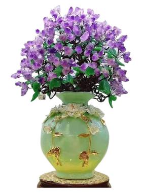 美式陶瓷高档花瓶紫水晶发财树欧式客厅玄关别墅店铺开业招财树