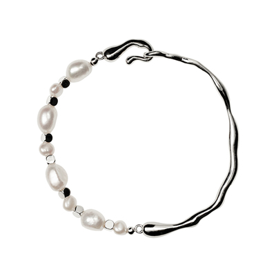 925纯银手链流光天然巴洛克珍珠