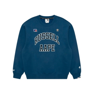 Aape联名RUSSELL男装秋冬经典徽章复古薄绒圆领卫衣9782XAP