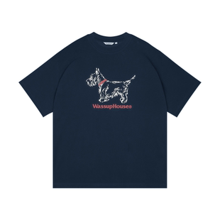 WassupHouse西高地简笔画印花短袖T恤男女同款美式复古凉感t恤男