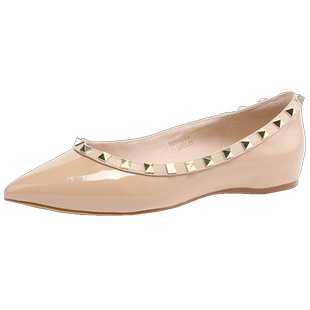 星期六爆款单鞋女新款一脚蹬尖头简约鞋气质铆钉浅口平底鞋女鞋