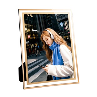 洗相片做成相框摆台玻璃照片打印加相框水晶空框金色定制相册7寸