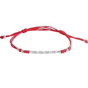 吴越老银铺S925银抱节手链上岸竹节手工编织红绳礼物端午送朋友