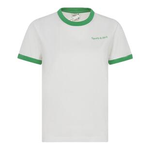 【仅小码】Sporty Rich 春季新款白色棉质徽标宽松短袖T恤银泰