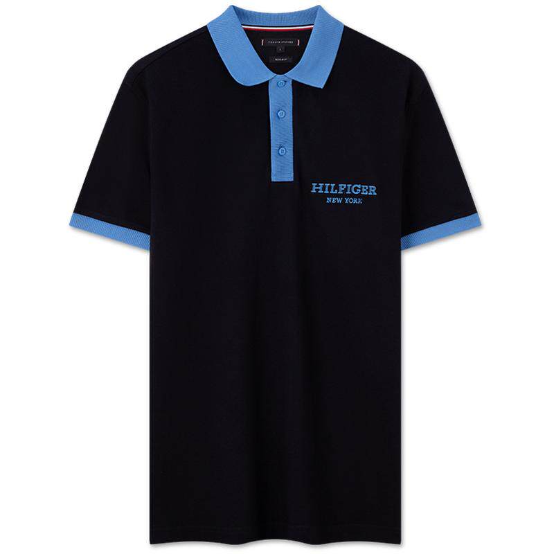Tommy男装刺绣撞色翻领POLO衫