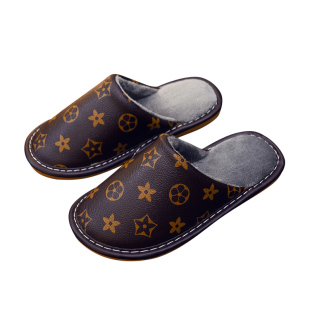 儿童防水皮棉拖鞋秋冬季毛加绒保暖防滑室内男女宝宝家用软底静音