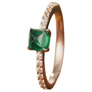 [SOOMI绿糖糖]925银简约经典培育糖塔戒指女新鲜出炉高净度颜色好