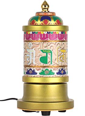 西藏多吉电动转金轮转动筒摆件