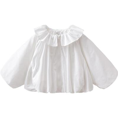 甜酷花苞女童荷叶领外套